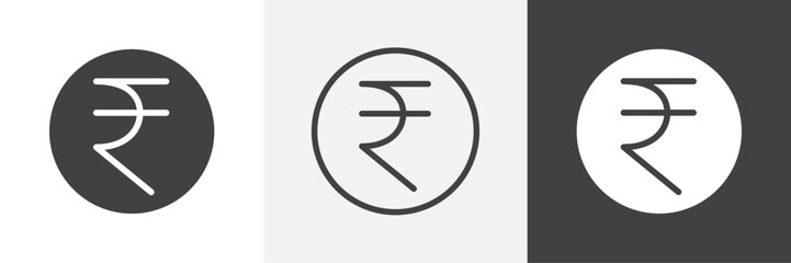 Indian rupee icons in Thin line black color. flat simple vector symbols illustration.