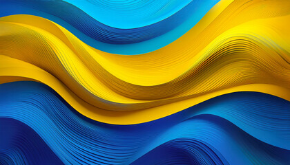 Fototapete - Vibrant blue and yellow waves create a dynamic abstract design representing energy and movement