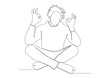 © Creative BD07 - Continuous one line art of man meditates while sitting on the floor.