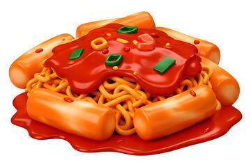 3d illustration of colorful korean-inspired food