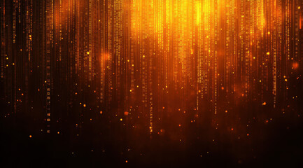 Wall Mural - abstract orange and black digital rain background