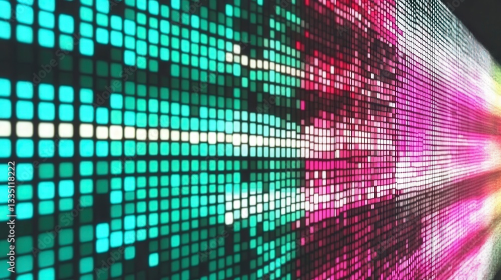 Vibrant Pixelated Light Display: A Dynamic Visual Experience