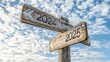 © MDRifat - 'Wooden Sign Welcoming 2025 and Saying Goodbye to 2024: A Symbol of New Beginnings and Business Opportunities'
