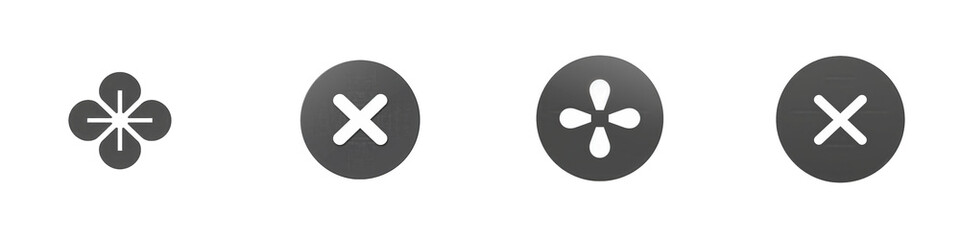 Four-icon digital interface design isolated on white or transparent png