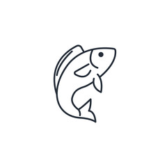 Poster - Fish icon symbol vector sign isolated on white background illustration for graphic and web design