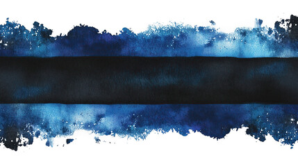 Wall Mural - dark blue and black watercolor aquarelle abstract stripe stain isolated on white or transparent back