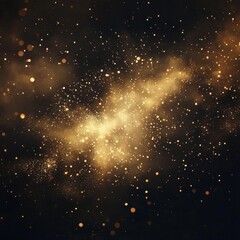 Poster - Golden Dust Galaxy: A Cosmic Display of Sparkling Light and Hues in the Vastness of Space