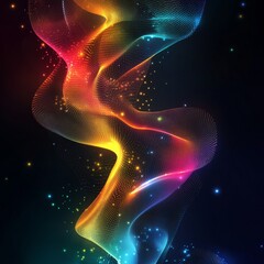 Aufkleber - Luminous Gradient Flow: A Dazzling Display of Rainbow-Hued Light Particles in a Dynamic Abstract Formation