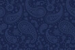 © Syl - Seamless Paisley Print Line Art Vector Pattern in Navy and Blue Combo