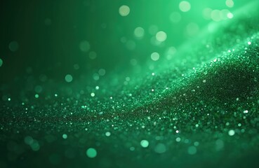 Aufkleber - Image of green glitter particles on solid green background, creating sparkling festive Christmas effect. Emerald, malachite glitter dust texture with bokeh effect, shiny particles. Luxury cosmetic