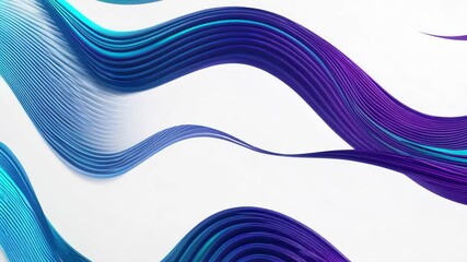 Poster - Abstract waves in blue and purple on white background, dynamic motion concept