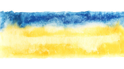 Wall Mural - yellow and blue watercolor aquarelle abstract stripe stain isolated on white or transparent backgrou