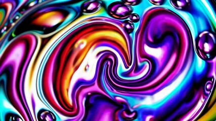 Aufkleber - Colorful abstract swirling liquid with bubbles, vibrant dynamic texture