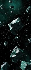 floating rocks in a cosmic setting create a mysterious atmosphere in outer space
