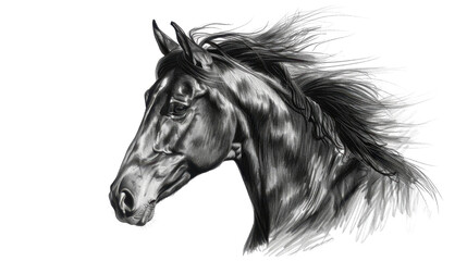 Naklejka na meble Black horse shaking mane on transparent background