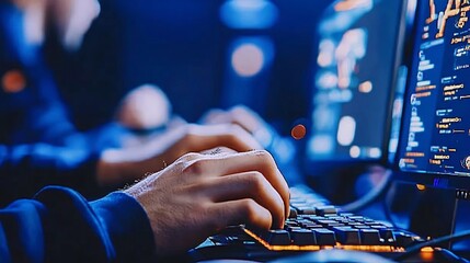 Focused programmers typing on computers