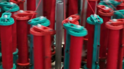 Leinwandbilder - Rolls of industrial cotton fabric for clothing cloth textile manufacture on machine