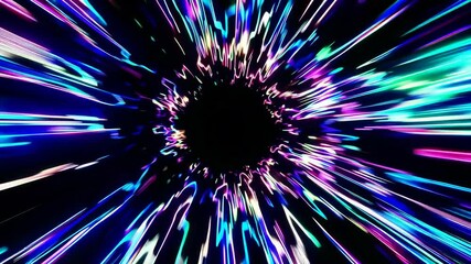 Aufkleber - Colorful light tunnel with neon streaks radiating from a dark center, futuristic concept