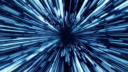 Aufkleber - Blue and white light speed effect in motion, futuristic abstract background