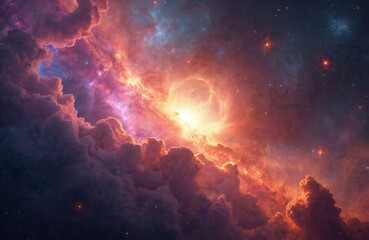 Aufkleber - Vibrant cosmic beauty of colorful galaxy with nebula and supernova. The vastness of space and stars evoke sense of wonder and awe. The stunning, high resolution image.