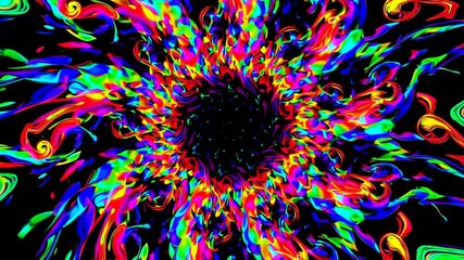 Aufkleber - Vibrant swirling neon patterns on black background, psychedelic art concept