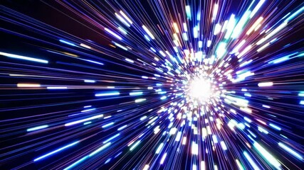 Poster - Colorful light burst with motion lines and glowing effects. Futuristic energy