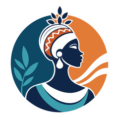 Poster - Vector illustration of a stylized female figure with decorative elements representing culture and tradition in warm colors
