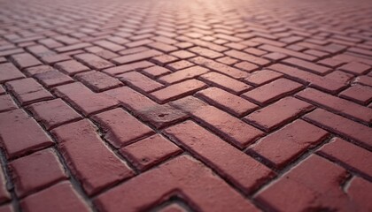 Poster - Diagonal red brick pavement pattern with rough texture. Stone sidewalk tiles seamless mosaic design. Modern urban architectural background for construction, building, creative material applications.