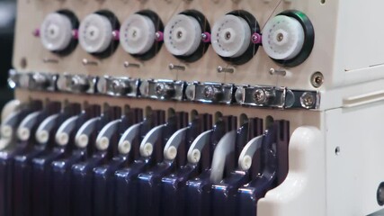 Poster - Industrial machine for embroidery of multi-colored threads on fabric