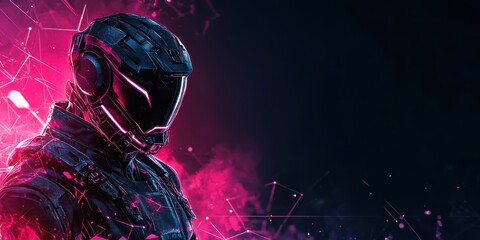 Wall Mural - neon gaming geometric abstract glowing cyberpunk style banner for advertising and promotion backgrou