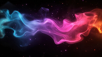 Wall Mural - abstract dark bokeh background featuring neon light, magic smoke, and sparkling sparks for a mystica