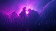 © md-SK - Colorful purple clouds glow under starlight while rain cascades down in a stunning celestial display during the night sky