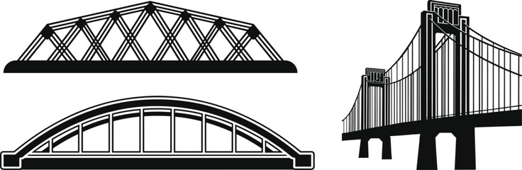 Set of bridge, vector illustration.