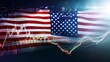 © kirania - American flag overlayed on financial stock market investment charts