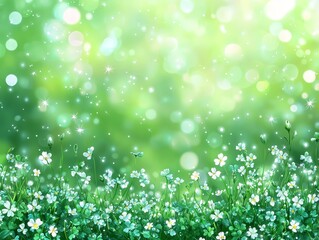 Wall Mural - an abstract background with green shamrocks for st patrick's day and springtime.