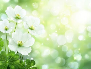 Wall Mural - an abstract background with green shamrocks for st patrick's day and springtime.
