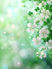 Wall Mural - an abstract background with green shamrocks for st patrick's day and springtime.