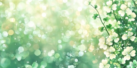 Wall Mural - an abstract background with green shamrocks for st patrick's day and springtime.