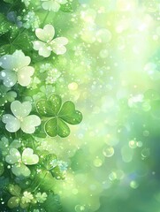 Wall Mural - an abstract background with green shamrocks for st patrick's day and springtime.