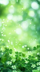 Wall Mural - an abstract background with green shamrocks for st patrick's day and springtime.