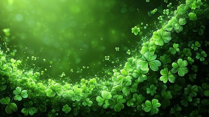 Wall Mural - an abstract background with green shamrocks for st patrick's day and springtime.