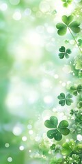 Wall Mural - an abstract background with green shamrocks for st patrick's day and springtime.