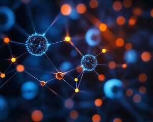 abstract illustration of a connected network comprised of spheres and lines