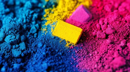 Fototapete - Vibrant colors of powdered pigments in stunning shades spread across a textured surface creating an artistic backdrop : Generative AI