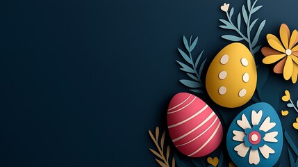 Poster - Brightly Colored Easter Eggs Surrounded by Beautiful Floral Arrangements Perfect for Spring Celebrations : Generative AI