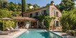© InfiniteStudio - Charming stone villa with swimming pool surrounded by lush greenery in a tranquil setting