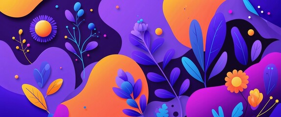 Wall Mural - violet pattern on colorful plain background digital abstract art work illustration design