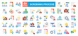 © AGE - Screening Process Icon Sheet Conversation, Approved, Certificate, Resume, Career, Appointment, Hiring, Approval, Video Conference, Check List, Hiring, Thinking, Contract, Salary, Job, Strategy