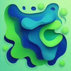 Wall Mural - 3d blue and green geometric fluid abstract background. minimalist modern graphic design element cuto