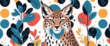 lynx pattern on white plain background digital abstract art work illustration design